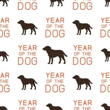 Year of the dog pattern. Symbol of 2018 seamless background. Dog icon and Illustrazione stock