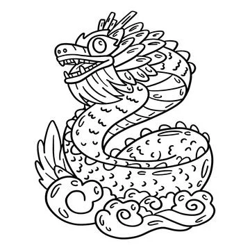 Year of the Dragon Dragon Statue Isolated Coloring Stock Illustration