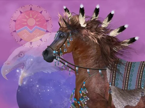 Year of the eagle horse Stock Illustration