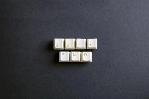 Year end 2017. Flat lay view from above on computer keyboard keys buttons. Foto stock