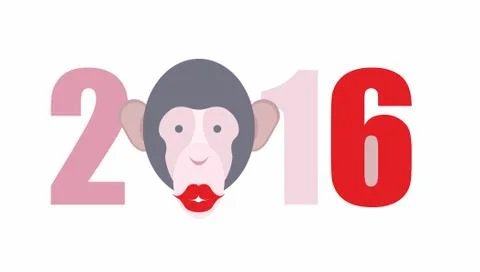Year of  fire monkey. New year 2016. Pet kiss. Vector illustration 스톡 일러스트