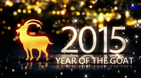 Year of The Goat 2015 Yellow Night Beautiful Bokeh Loop Animation - 4K UHD Stock Footage 43620176
