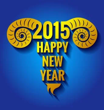 Year of the goat on blue background Stock Illustration