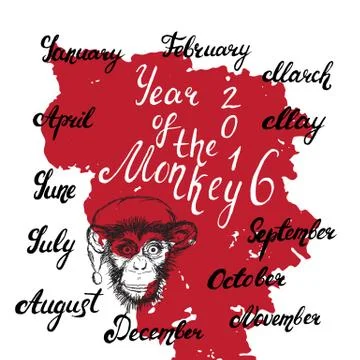 Year of the monkey 2016 Stock Illustration