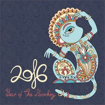 Year of The Monkey Stock Illustration