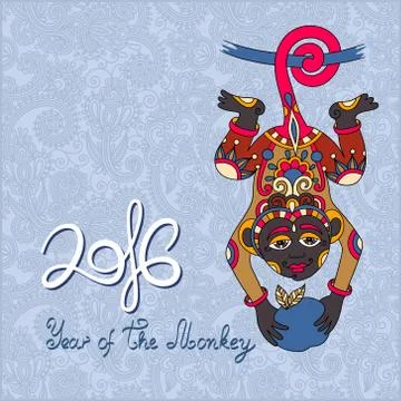 Year of The Monkey Stock Illustration