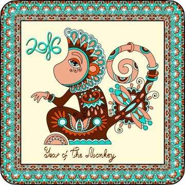 Year of The Monkey 스톡 일러스트