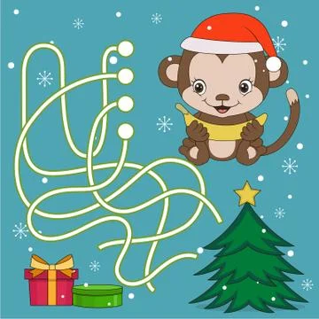 Year Of The Monkey Maze Game Illustration