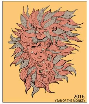 Year Of The Monkey. Vector Illustration Illustrazione stock