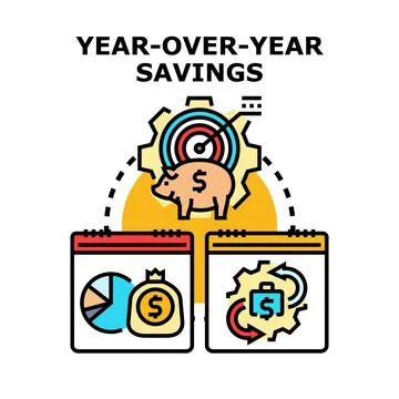 Year over year savings strategy and financial growth Ilustração Stock