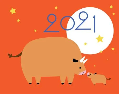 Year of the ox calf Illustrazione stock