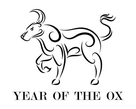 Year of the ox line art vector eps 10 Stock Illustration