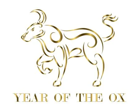 Year of the ox line art vector eps 10 Stock Illustration