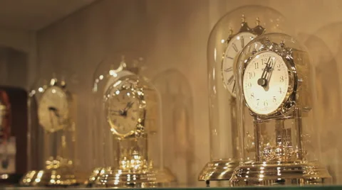 Year pendulum clocks with golden elements, close up Stock Footage 49936110