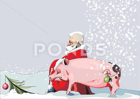 Year of the pig. 12 Zodiac Animals. Vector illustration Stock Illustration