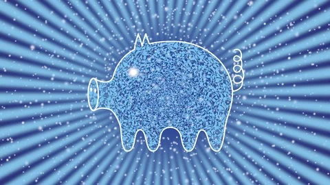 Year of the pig. Eastern horoscope. A white outline of a pig against starry sky Stock Footage 107476680