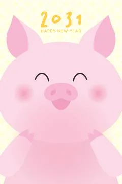 Year of the Pig vector poster template Stock Illustration