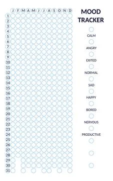 Year in pixels, mood tracker in circles Illustrazione stock