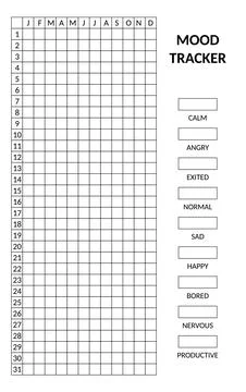 Year in pixels, mood tracker monochrome template. Illustrazione stock