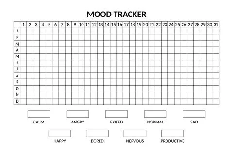 Year in pixels, mood tracker monochrome template. Stock Illustration