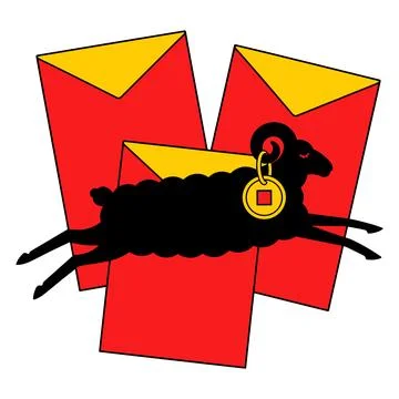 Year of the Ram Red Envelopes Stock Illustration