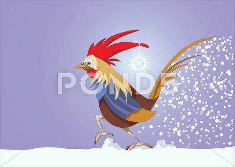 Year of the rooster. 12 Zodiac Animals. Vector illustration Stock Illustration