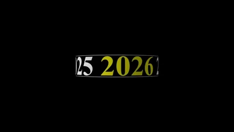 Year scrolling 2017 to 2026 text animation on black background. Festive des.. Stock Footage 332723382