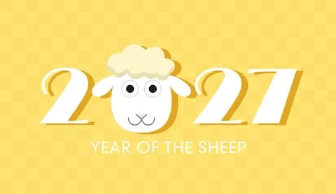 Year of the sheep postcard template Stock Illustration