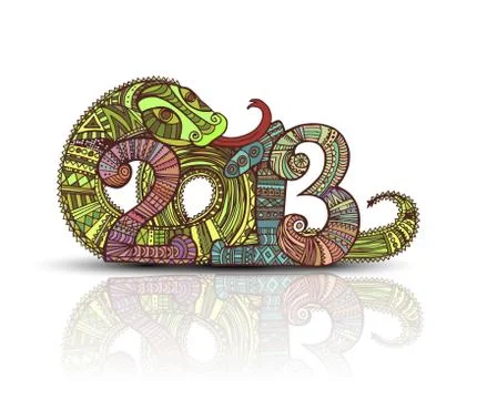 Year of the snake design 2013. Original Vector New Year card Stock Illustration