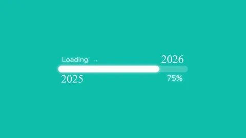 Year transition loading bar 2025 to 2026 progress indicator animation new year c Stock Footage 321410147
