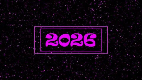 Year two thousand twenty six displayed in bold magenta font within a double.. Stock Illustration