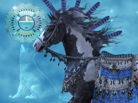 Year of the wolf horse Stock Illustration