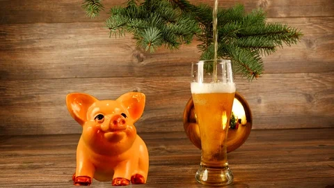 Year of a yellow pig. Video stock 117097835