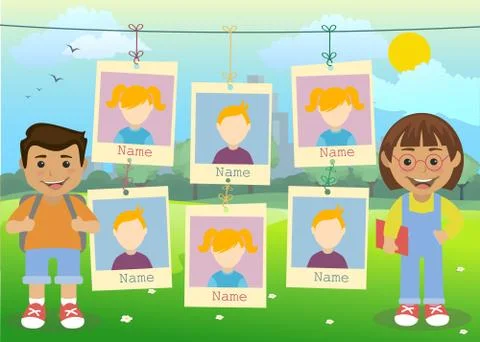 Yearbook and kids Stock Illustration