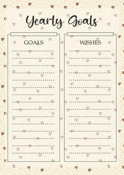 Yearly planner worksheet doodle template. Business organizer romantic spring  Stock Illustration