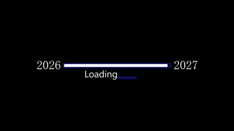 Yearly progress bar loading between 2026 and 2027. Yearly progress bar for .. Stock Footage 337816465