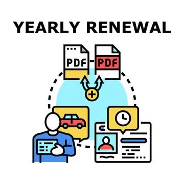 Yearly renewal concept vector collecting important documents Stock Illustration