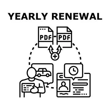 Yearly renewal concept vector collecting important documents Stock Illustration