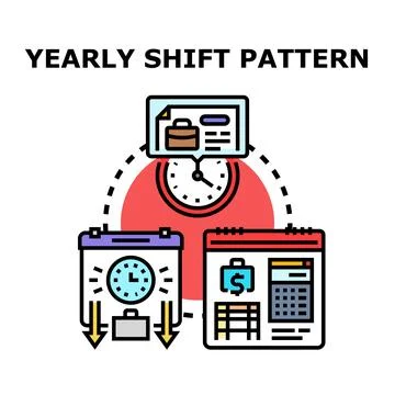 Yearly shift pattern planning work schedule management Stock Illustration