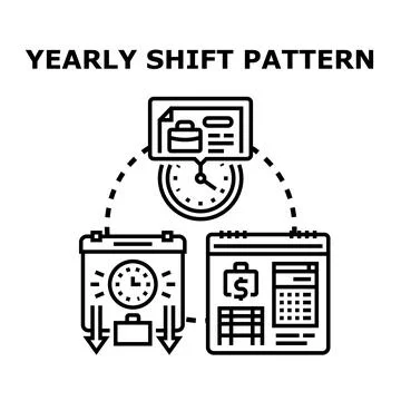 Yearly shift pattern planning work schedule management Stock Illustration