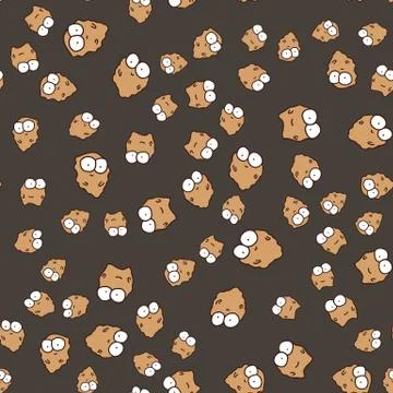 Yeast cartoon seamless vector pattern on dark background. Baking doodle. Stock Illustration