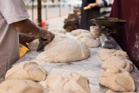 Yeast dough for baking bread. cooking process Foto stock