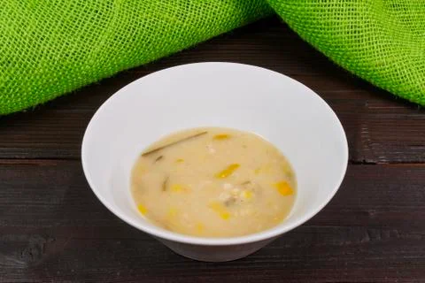 Yeasts soup with vegetables on a table 스톡 사진