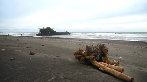 YEH GANGGA BEACH, at Tabanan regency of Bali - Indonesia Stock Footage 330157657