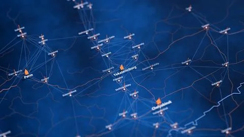 Yekaterinburg map big data visualization. Futuristic map infographic of city in Stock Illustration