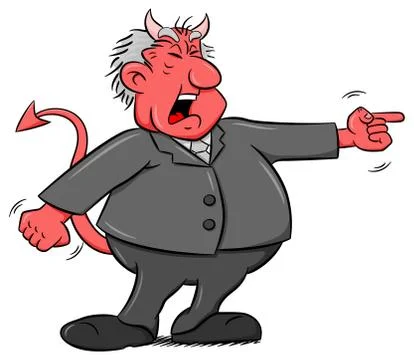 Yelling cartoon devil boss Stock Illustration