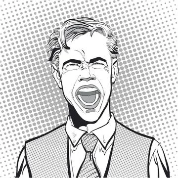 Yelling man. Cry of despair. Screaming. Despair and pain of failure or disease. Illustrazione stock