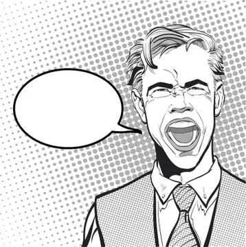 Yelling man. Cry of despair. Screaming. Despair and pain of failure or disease. Stock Illustration