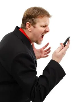 Yelling on phone Stock Photos