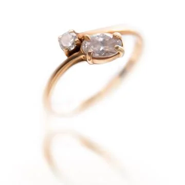 Yelllow gold ring with diamond isolated on white Stock Illustration